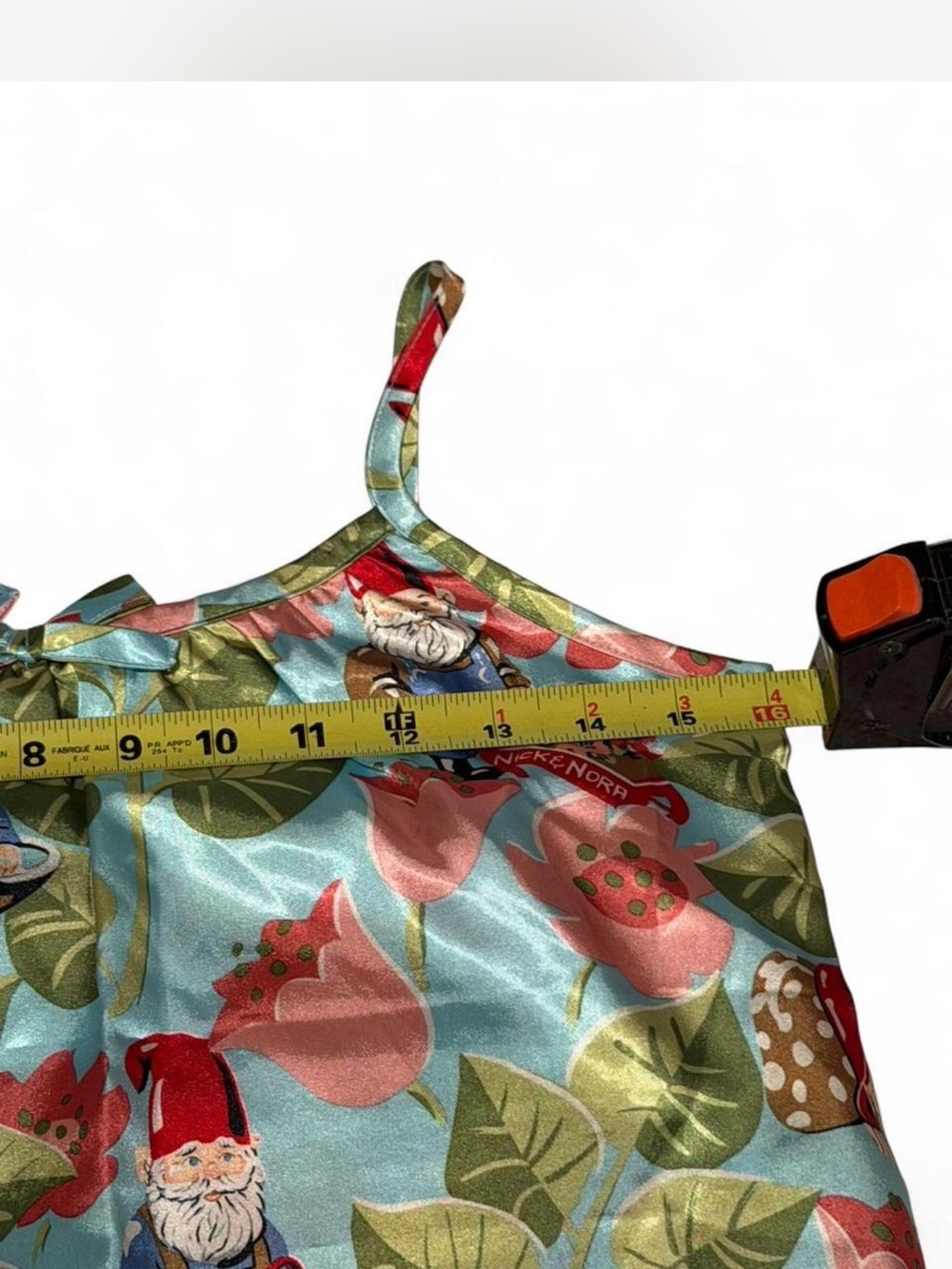 BNWOT Nick & Nora Blue Floral Gnome Print Camisole Satin-like Dress - Picture 4 of 8